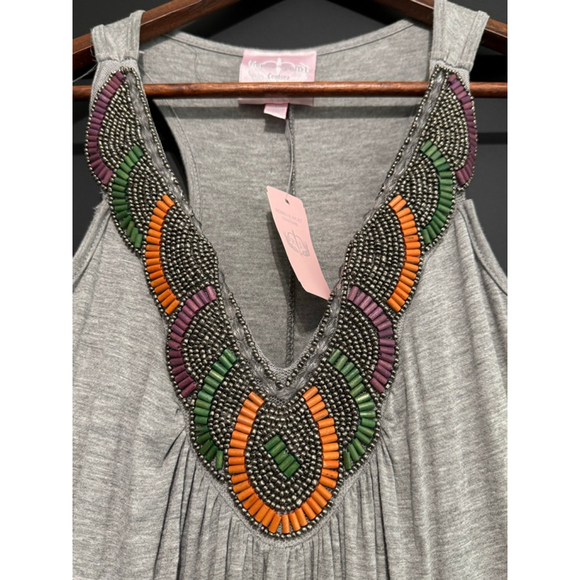 Romeo & Juliet Couture Beaded Neck Maxi Dress Heather Gray Size Large - Picture 2 of 7